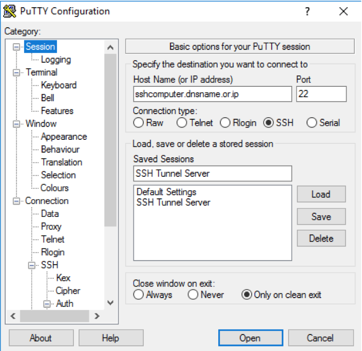 how to get putty configuration to stop popping up