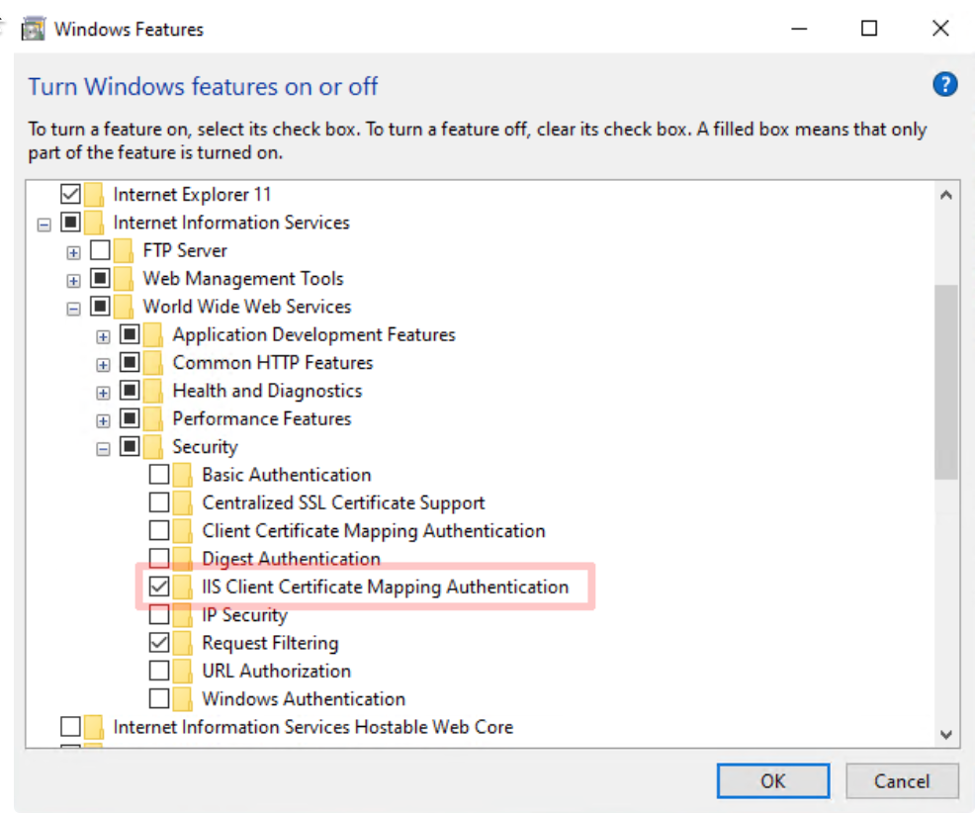 Image 1 - Enabling IIS Client Certificate Mapping Authentication