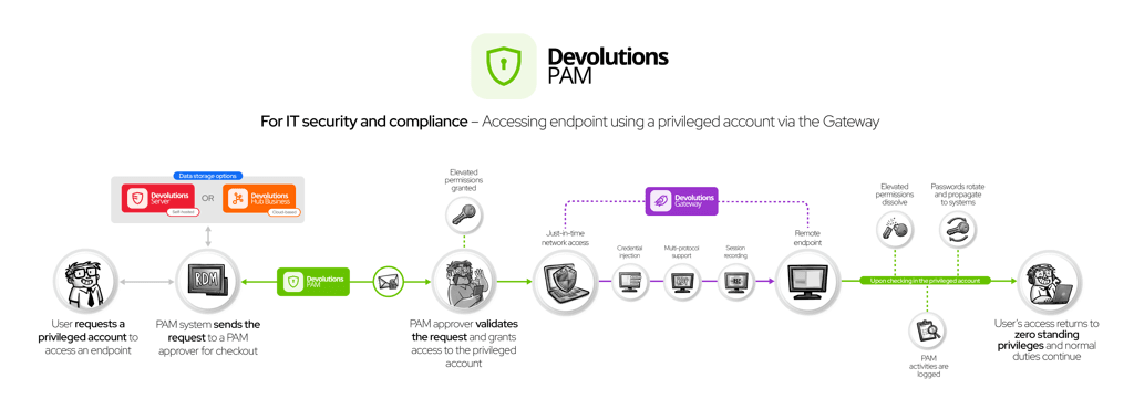 Accessing an endpoint using a privileged account via the Gateway