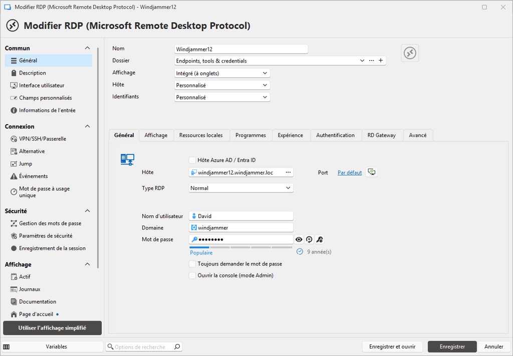 Aperçu de la configuration d’une session RDP