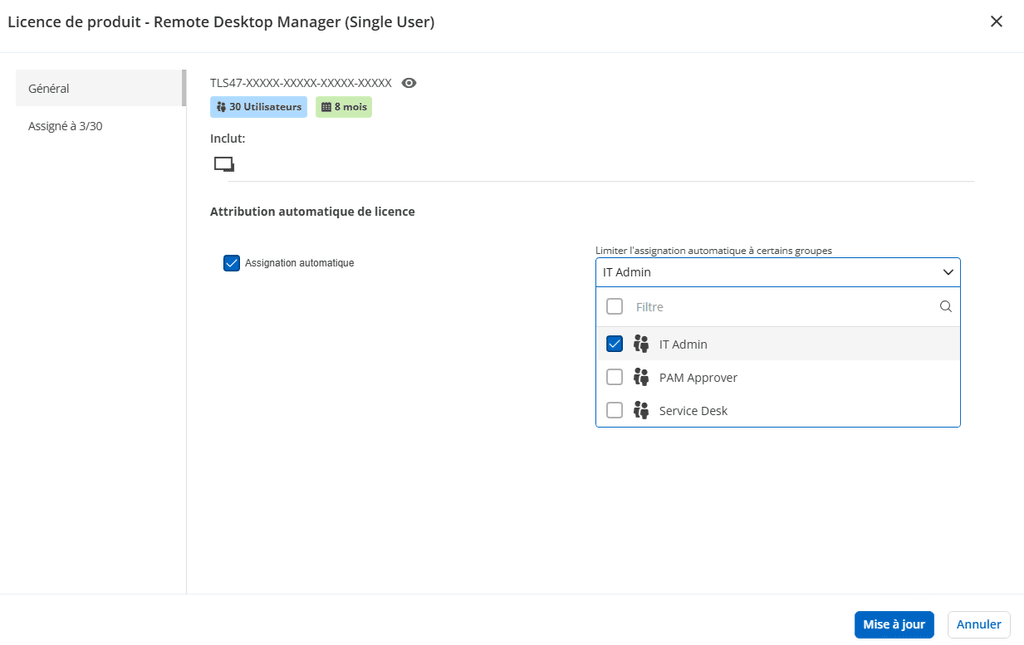 Attribution automatique des licences aux groupes d’utilisateurs