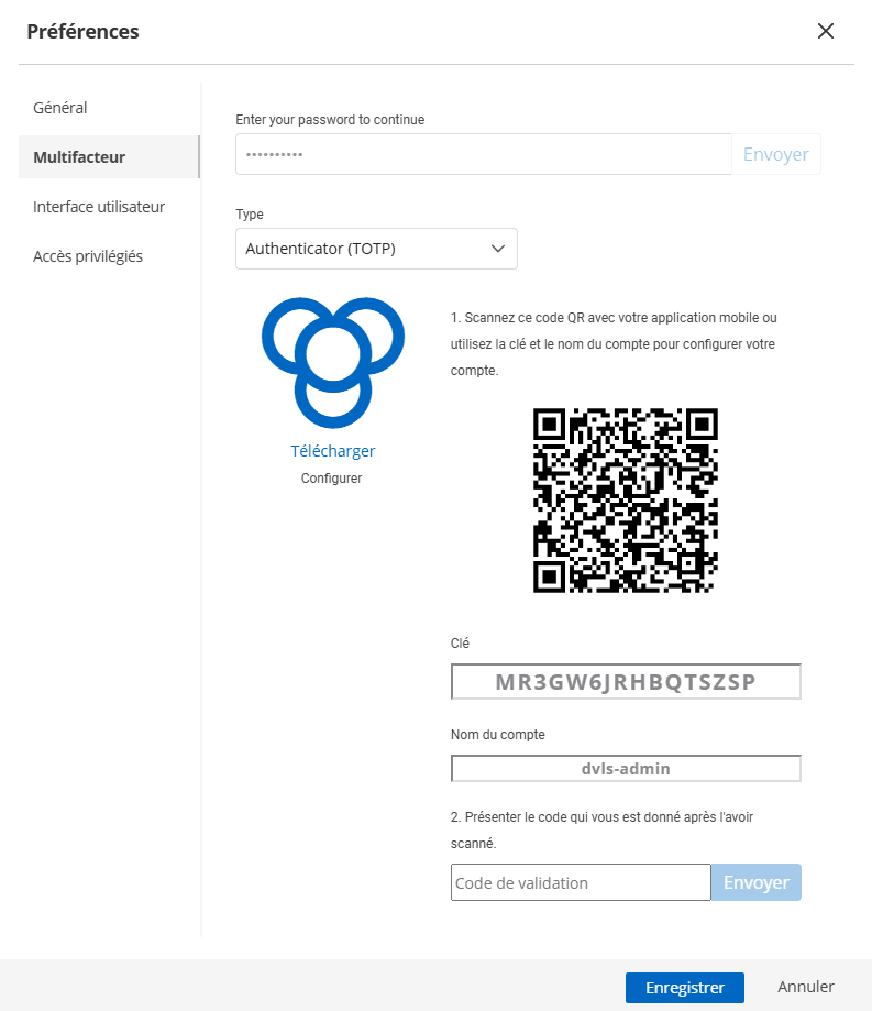 Configuration du MFA personnel d’un utilisateur