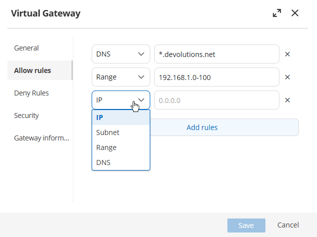 Configuring a virtual Devolutions Gateway instance