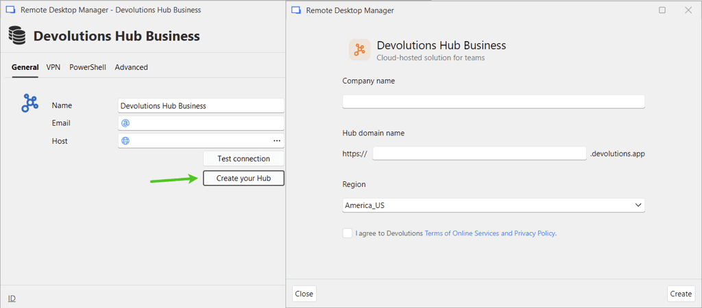 Create your Devolutions Hub directly in RDM