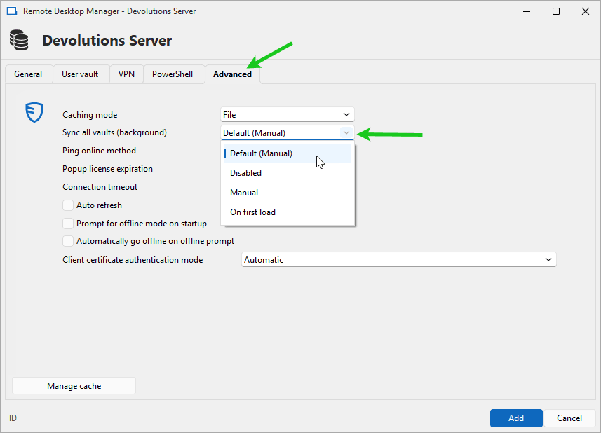 Data source advanced settings
