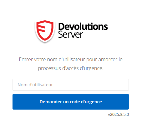 Demande de code de connexion d’urgence