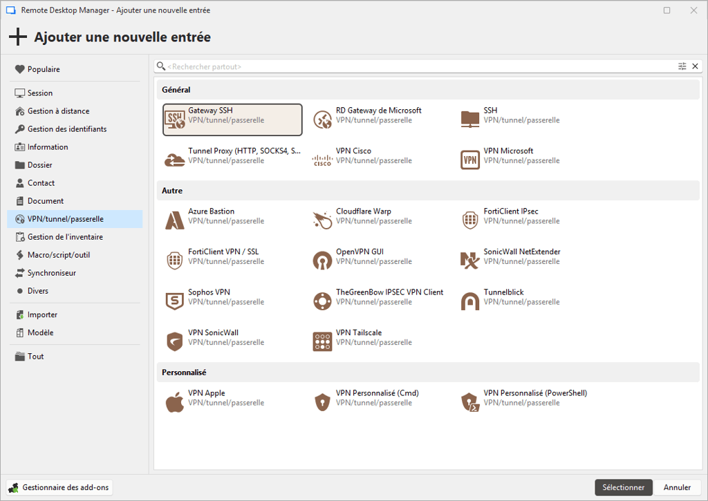 Entrées VPN-Tunnel-Gateway