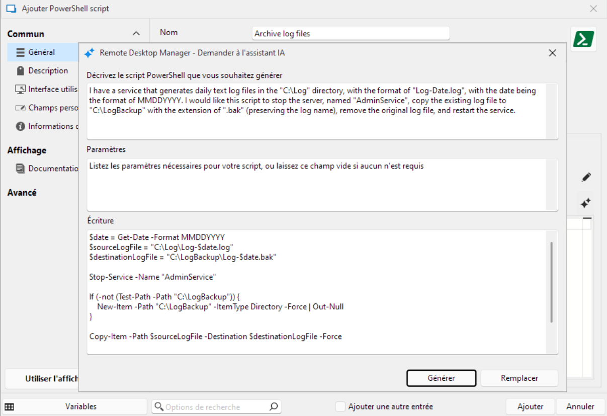 Générateur de script