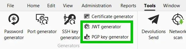 Generating and viewing JWT and PGP values in RDM