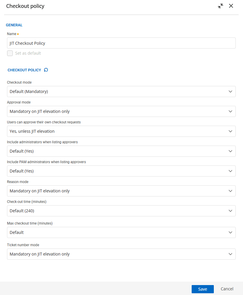 Just-in-time specific options in DVLS checkout policies