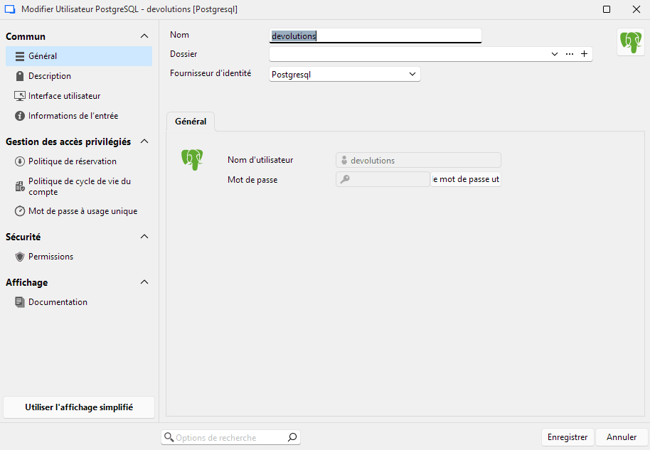Modification d’un compte PAM directement dans RDM