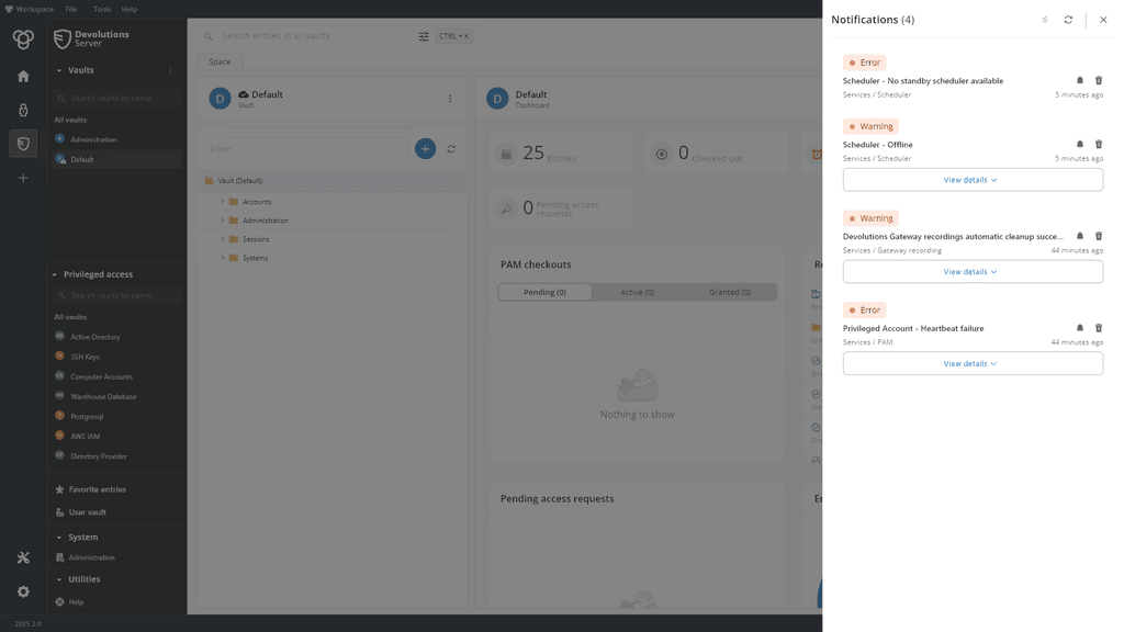Notifications DVLS synchronisées dans Workspace