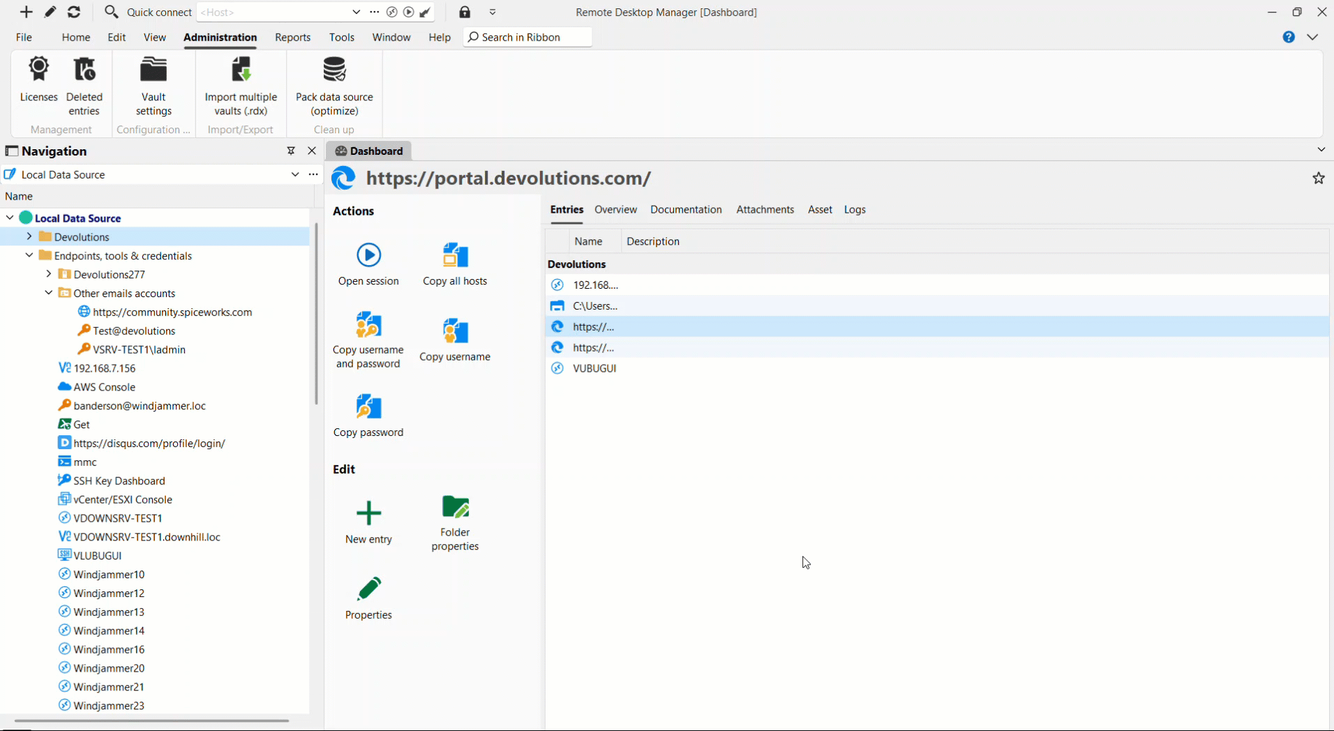 RDM's main UI demonstrating folders, session tagging, and more!