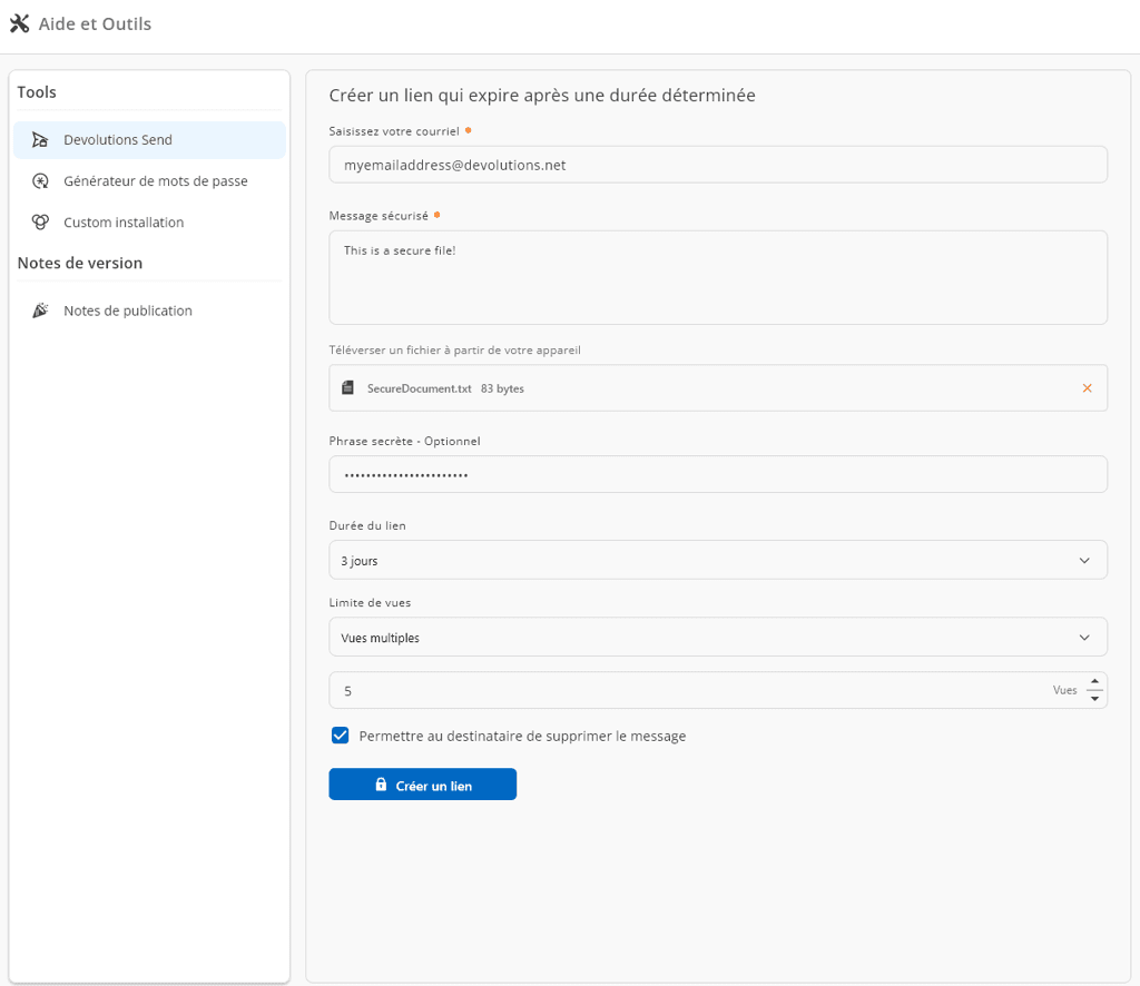 Transfert sécurisé de fichiers avec Devolutions Send