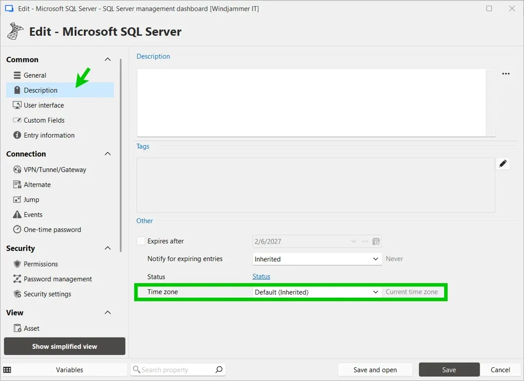 View and set the default timezone for sessions