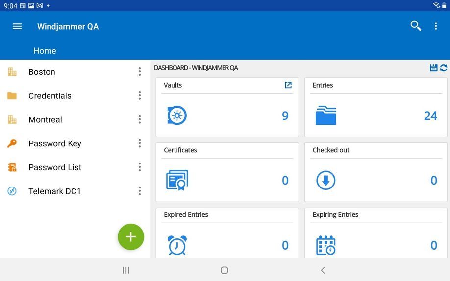 (Vorher) Der Dashboard-Bildschirm von RDM Mobile für Android