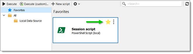 Add scripts as favorite by clicking on the star