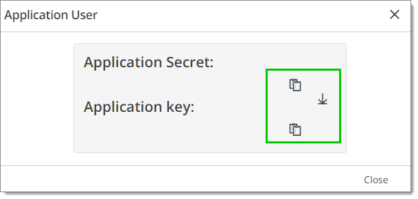 Save the given Application Secret and Application key