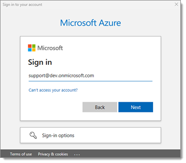 Microsoft sign-in prompt