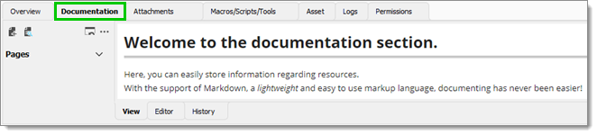Documentation tab