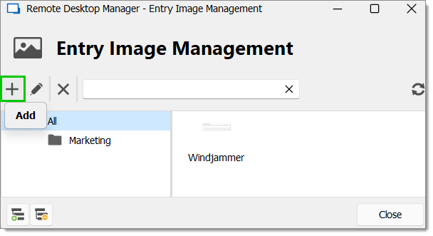 Entry image management – Add (+)