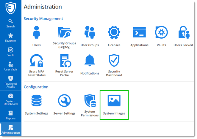 Administration – Configuration – System Images