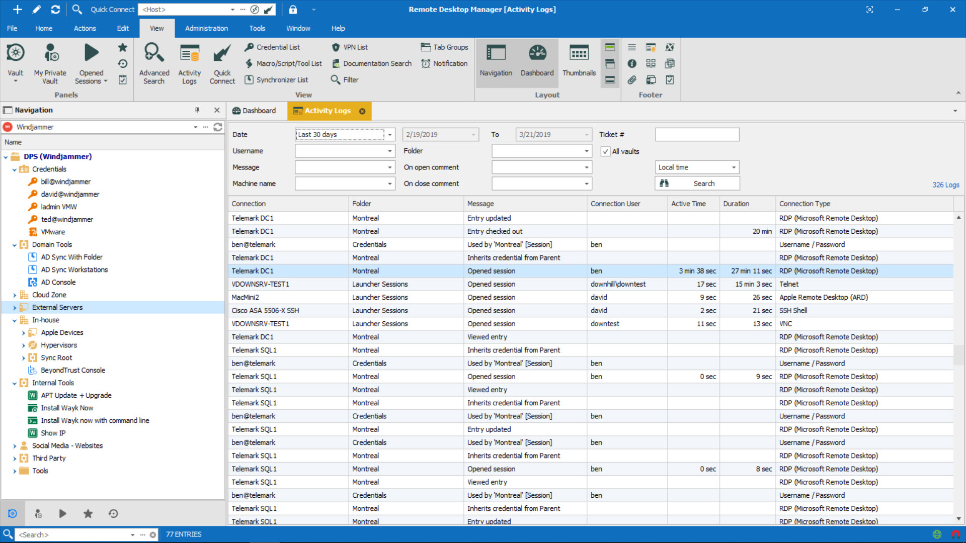 Aktivitäten mit anpassbaren Berichten und Protokollen überwachen - Remote Desktop Manager